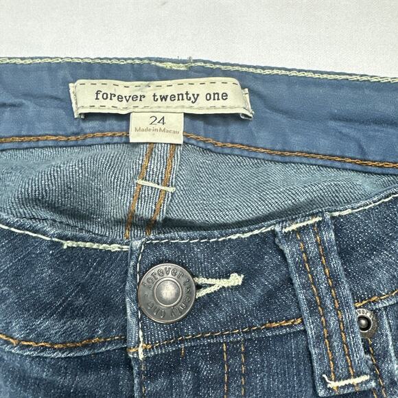 Forever 21 Jeans Womens Size 24 Skinny Distressed Stretch Denim Low Rise - Picture 4 of 11
